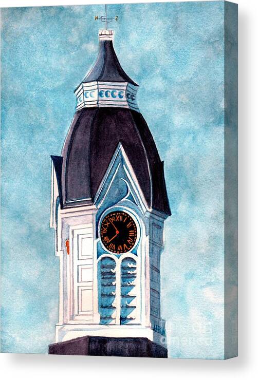 Clock Tower Canvas Print featuring the painting Milford clock Tower by Janine Riley