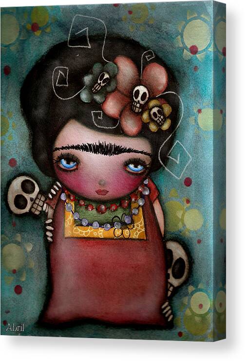 Day Of The Dead Canvas Print featuring the painting Mis Amigos by Abril Andrade
