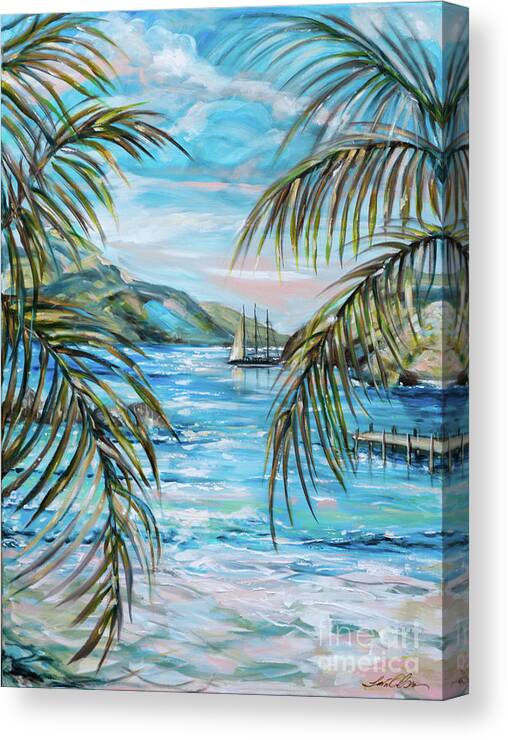 Sailing Canvas Print featuring the painting Morning at Turtle Bay by Linda Olsen