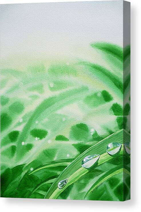 Dew Drop Canvas Print featuring the painting Morning Dew Drops by Irina Sztukowski