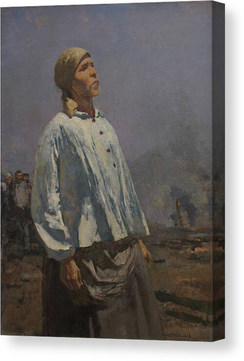 Russian Artist Canvas Print featuring the painting Mother of Partisan by Sergey Gerasimov