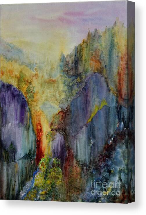Mountain Canvas Print featuring the painting Mountain Scene by Karen Fleschler