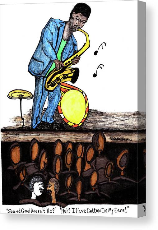 Cartoon Canvas Print featuring the mixed media Music Man Cartoon by Michelle Gilmore