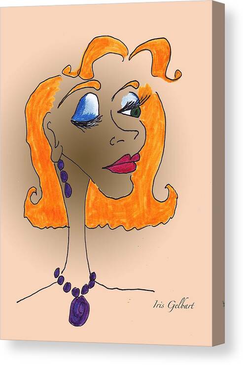 Comic Canvas Print featuring the drawing Nancy by Iris Gelbart
