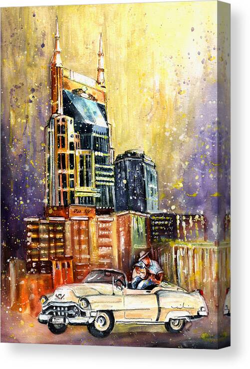 Travel Canvas Print featuring the painting Nashville Authentic by Miki De Goodaboom