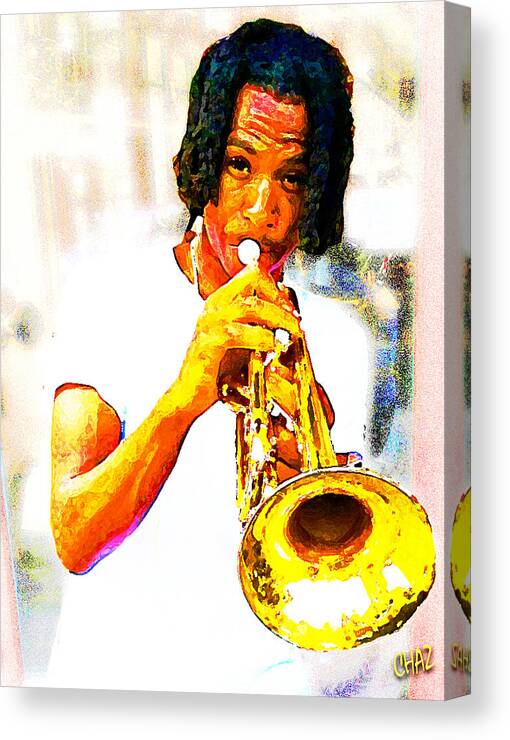 New Orleans Canvas Print featuring the painting New Orleans Street Musician by CHAZ Daugherty