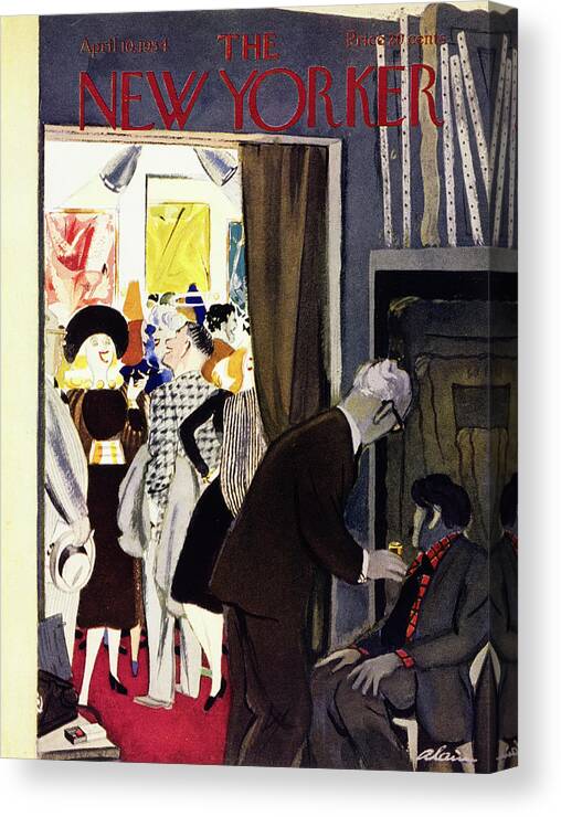 Art Canvas Print featuring the painting New Yorker April 10 1954 by Daniel Brustlein
