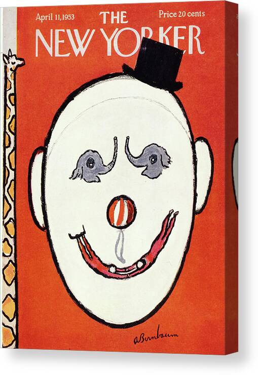 Clown Canvas Print featuring the drawing New Yorker April 11 1953 by Abe Birnbaum