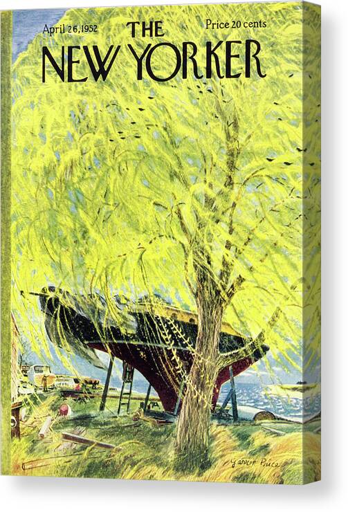 Sailboat Canvas Print featuring the painting New Yorker April 26 1952 by Garrett Price