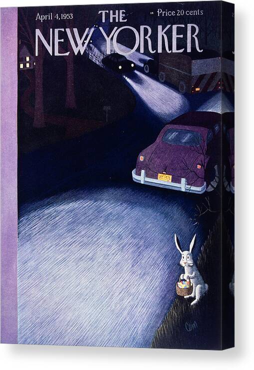 Easter Canvas Print featuring the painting New Yorker April 4 1953 by Charles E Martin