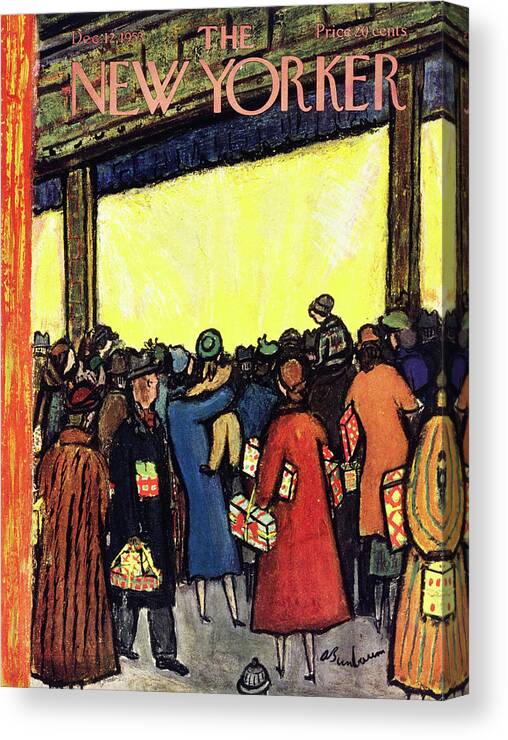 Holiday Canvas Print featuring the painting New Yorker December 12 1953 by Abe Birnbaum