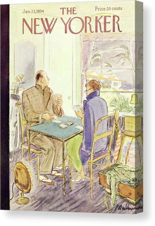 Vacation Canvas Print featuring the painting New Yorker January 23 1954 by Perry Barlow