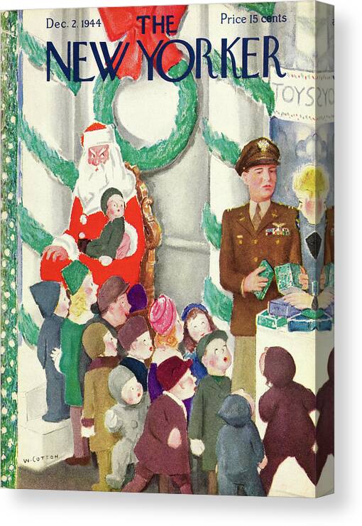 Holiday Canvas Print featuring the painting New Yorker December 2, 1944 by William Cotton