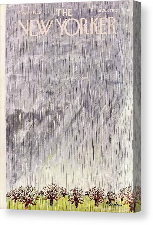 Rain Canvas Print featuring the painting New Yorker May 10 1952 by Abe Birnbaum