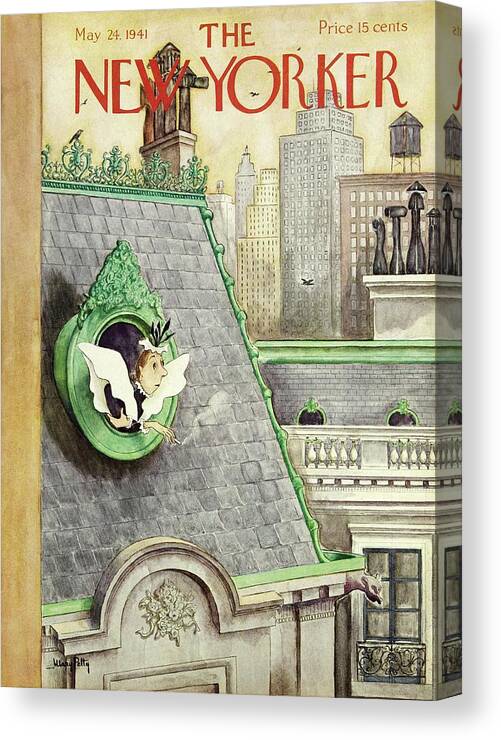 Smoking Canvas Print featuring the painting New Yorker May 24 1941 by Mary Petty