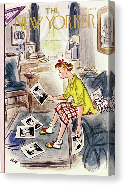 Student Canvas Print featuring the painting New Yorker May 24 1952 by Leonard Dove