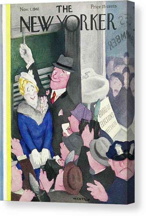 Election Day Canvas Print featuring the painting New Yorker November 1 1941 by William Cotton