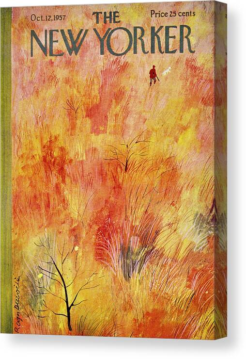 Fall Canvas Print featuring the painting New Yorker October 12th 1957 by Roger Duvoisin