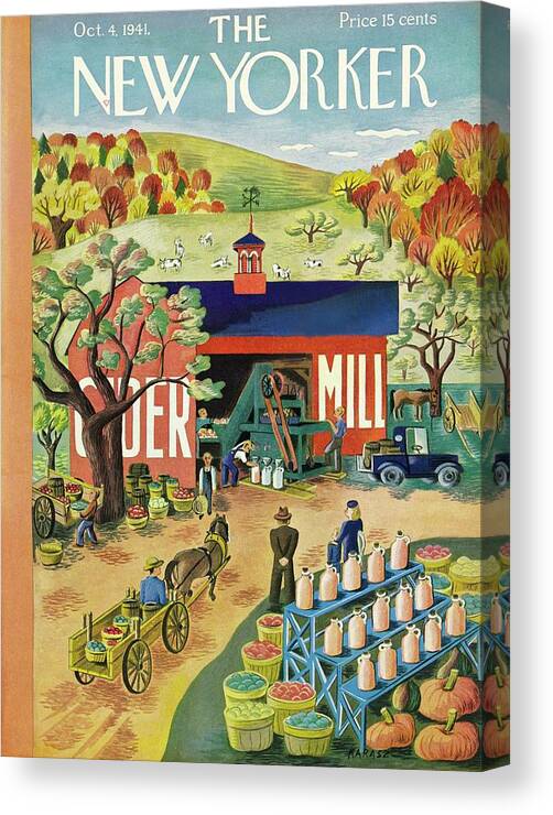 Cider Mill Canvas Print featuring the painting New Yorker October 4 1941 by Ilonka Karasz