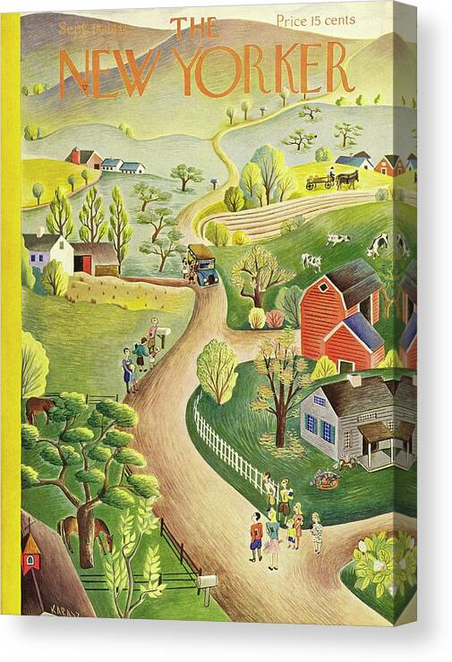 Country Road Canvas Print featuring the painting New Yorker September 13 1941 by Ilonka Karasz