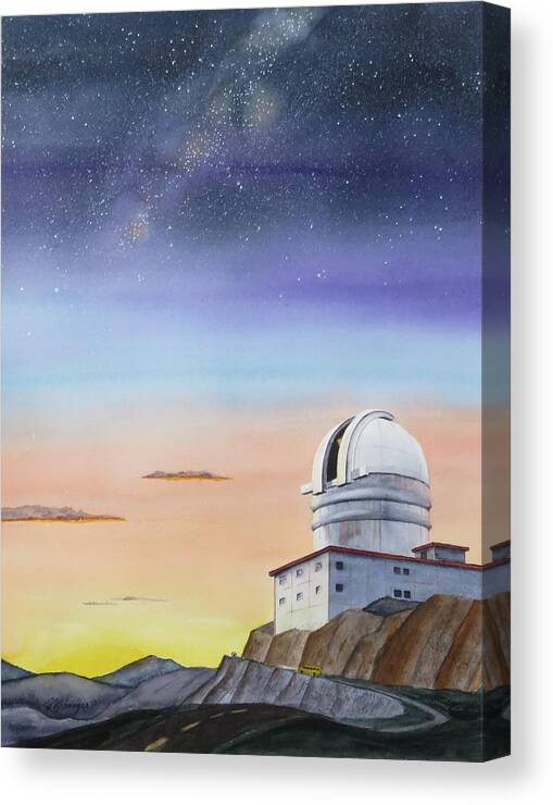 Telescope Canvas Print featuring the painting Night Shift by Joseph Burger
