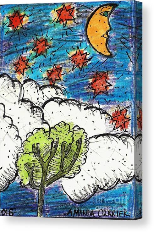 Night Canvas Print featuring the drawing Night Skies by Amanda Currier
