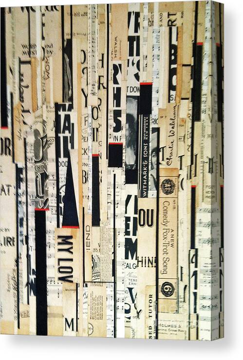 Torn Paper Collage Canvas Print featuring the mixed media Notation by E Bogard