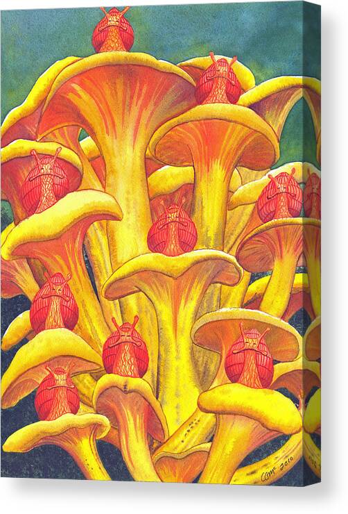 Snails Canvas Print featuring the painting Ohmm by Catherine G McElroy