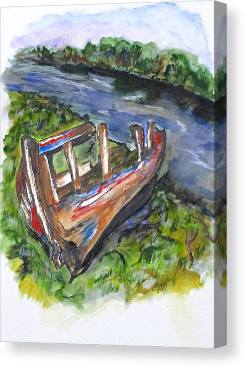 Boats Canvas Print featuring the painting Old Memory by Clyde J Kell