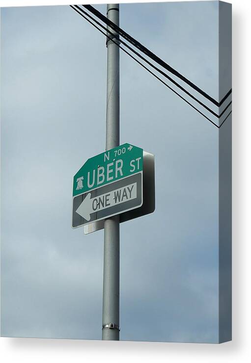 Richard Reeve Canvas Print featuring the photograph One Way on Uber Street by Richard Reeve