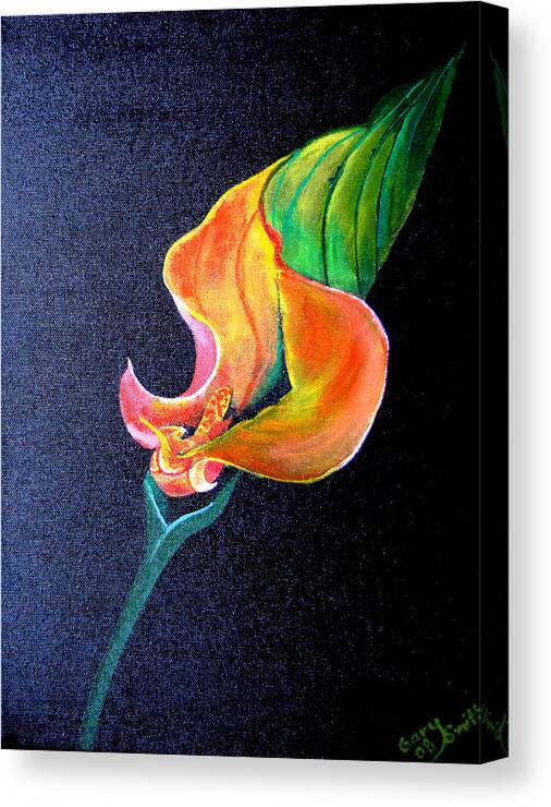 Flower Canvas Print featuring the painting Opening Cala Lily by Gary Smith