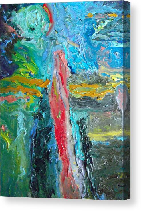 Abstract Canvas Print featuring the painting Other Worlds Other Universes by Susan Esbensen