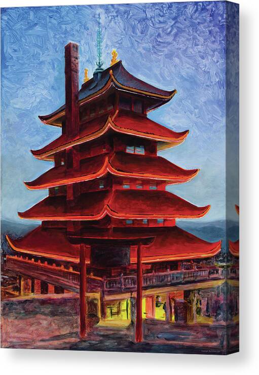 Pagoda Canvas Print featuring the painting Pagoda Reading, PA by Rich Houck