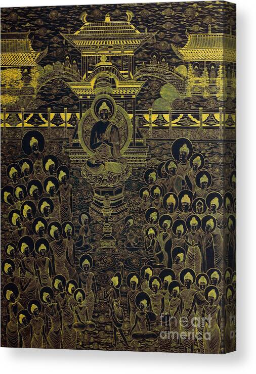 Google Images Canvas Print featuring the painting Paradise Of Holy Sakyamuni by Fei A