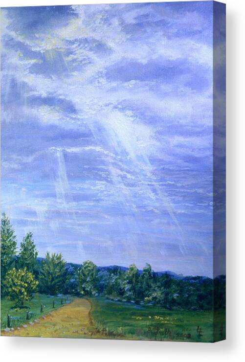  Canvas Print featuring the painting Pasture Lane by Barbel Smith