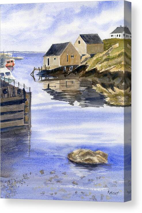 Halifax Canvas Print featuring the painting Peggys Cove by Marsha Elliott