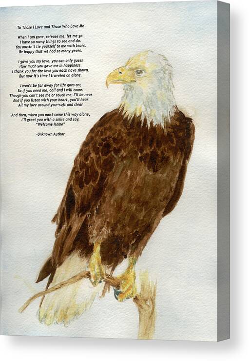 Eagle Canvas Print featuring the painting Perched Eagle- with verse by Andrew Gillette