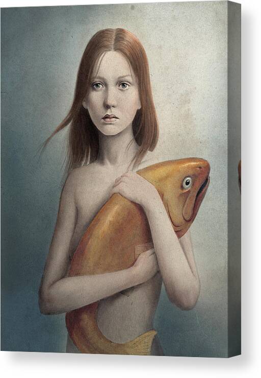 Woman Canvas Print featuring the digital art Pet by Diego Fernandez