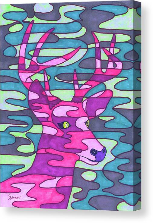 Deer Canvas Print featuring the painting Pink Camo Deer by Susie WEBER