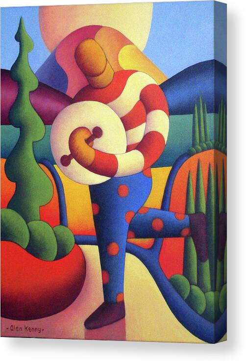 Irish Canvas Print featuring the painting Polka Bodhran player in Dreamscape by Alan Kenny