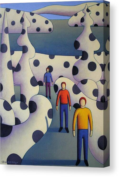 Paintings Canvas Print featuring the painting Polkacsape with 3 men by Alan Kenny