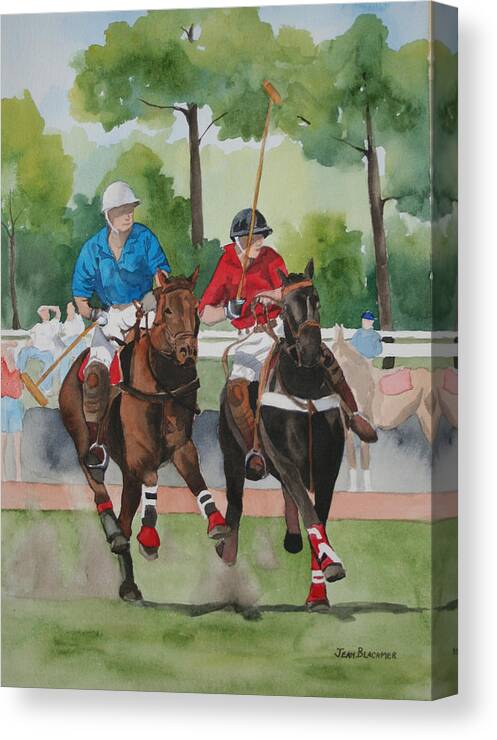 Polo Canvas Print featuring the painting Polo In The Afternoon 2 by Jean Blackmer