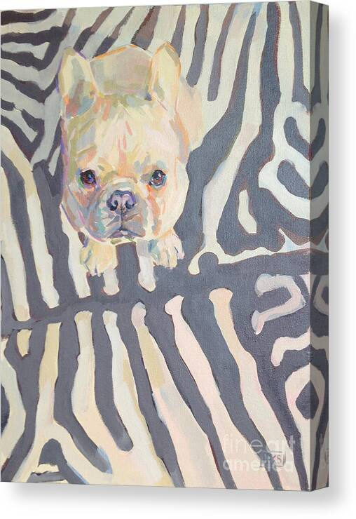 Frenchie Canvas Print featuring the painting Poppy Gray by Kimberly Santini