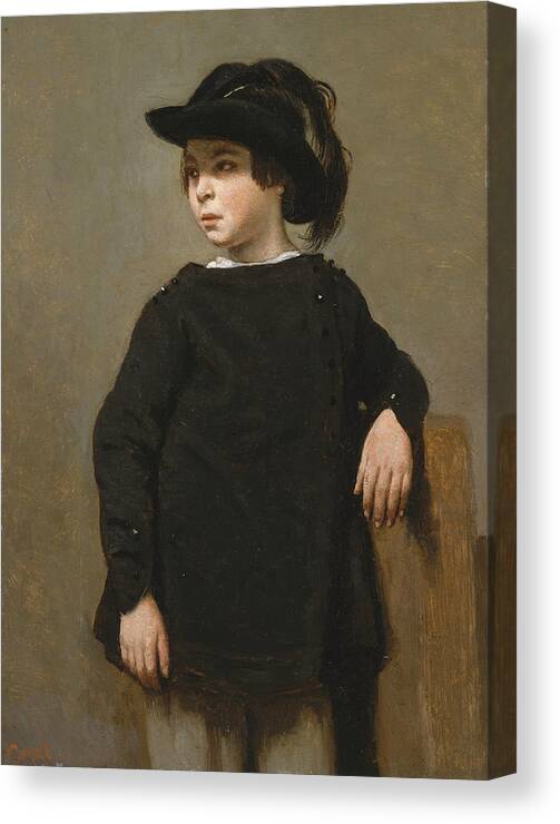 19th Century Art Canvas Print featuring the painting Portrait of a Child by Jean-Baptiste-Camille Corot