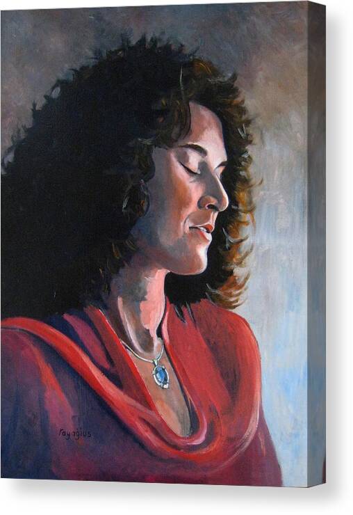 Female Canvas Print featuring the painting Portrait of young Isabelle by Ray Agius