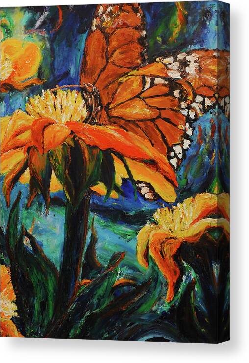 Monarch Butterfly Canvas Print featuring the painting Potential by Bonnie Peacher