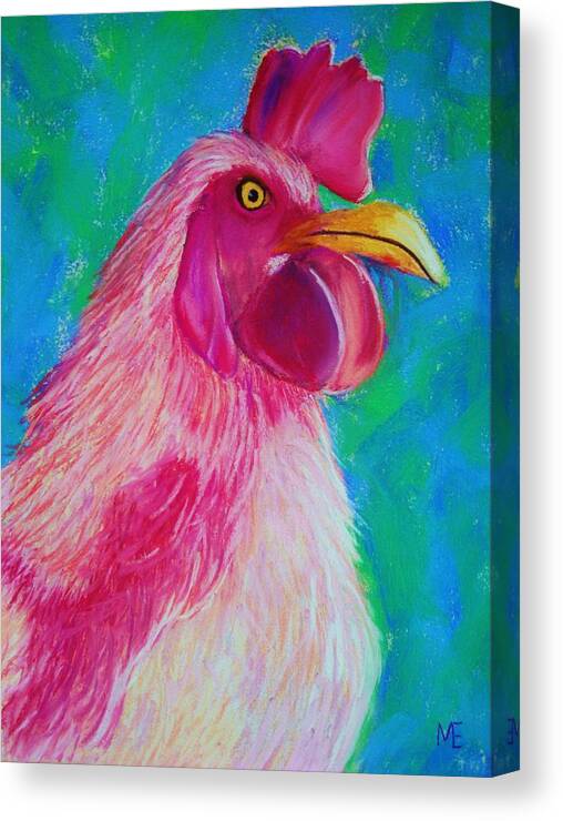 Rooster Canvas Print featuring the painting Powerful in Pink by Melinda Etzold