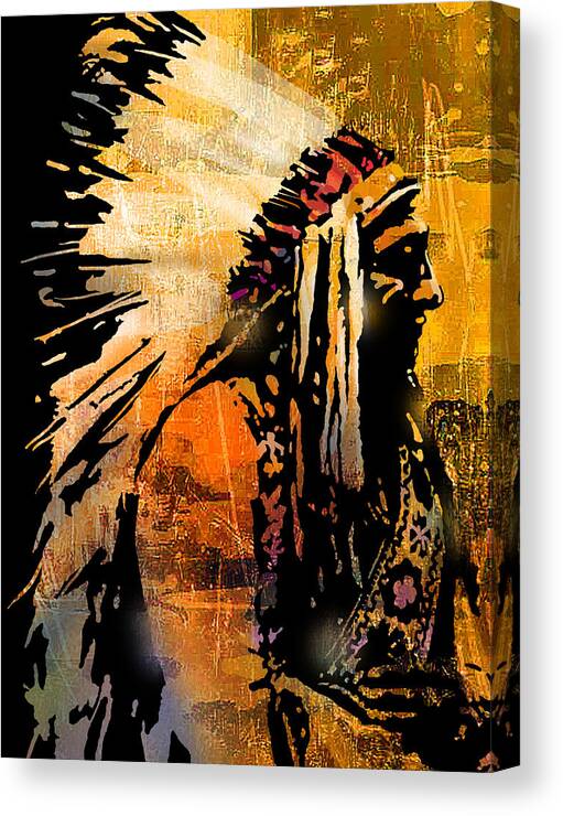 Native American Canvas Print featuring the painting Profile of Pride by Paul Sachtleben
