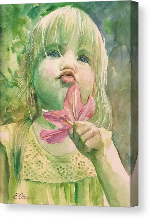 Portrait Canvas Print featuring the painting Pucker by Emily Olson