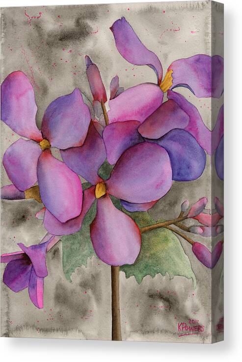 Watercolor Canvas Print featuring the painting Purple Cluster by Ken Powers
